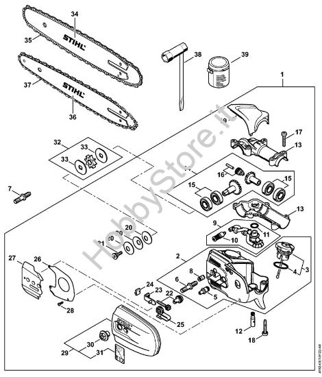 Riduttore (B) Sramatori telescopici (HT) HT 101 della marca STIHL
