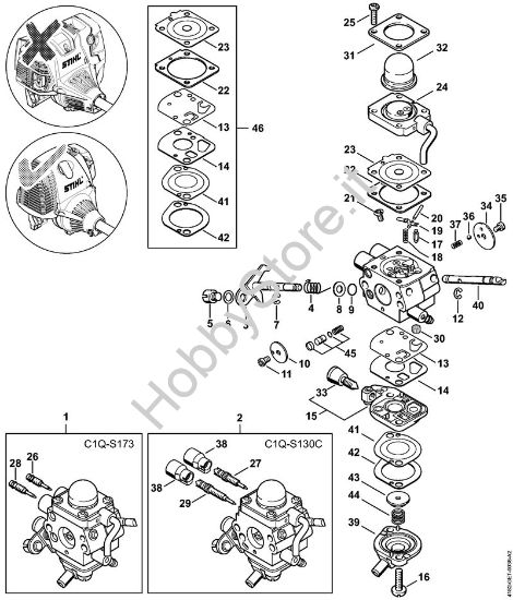 Carburatore C1Q-S173, C1Q-S130    5 08 571 577 Sramatori telescopici (HT) HT 131 della marca STIHL