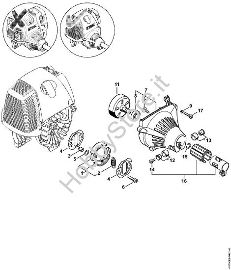Frizione, carenatura ventola    5 08 571 577 Sramatori telescopici (HT) HT 131 della marca STIHL