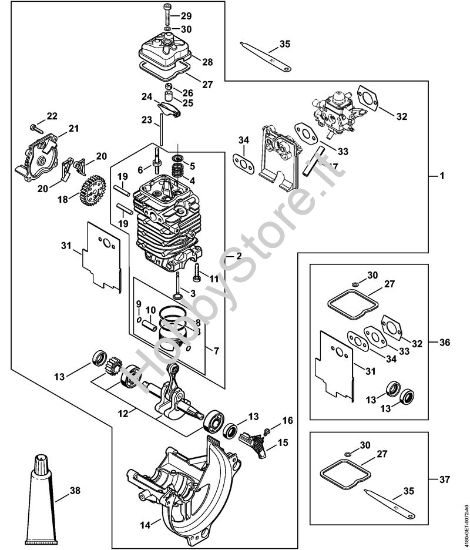 Gruppo propulsore à˜ 43 mm Sramatori telescopici (HT) HT 134 della marca STIHL