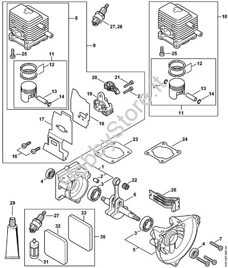 Carter albero a gomito, cilindro Sramatori telescopici (HT) HT 75 della marca STIHL