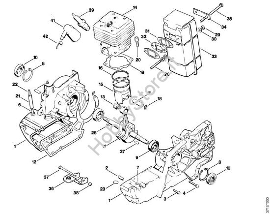 Carter albero a gomito, cilindro Troncatrici (TS) TS 08 S della marca STIHL
