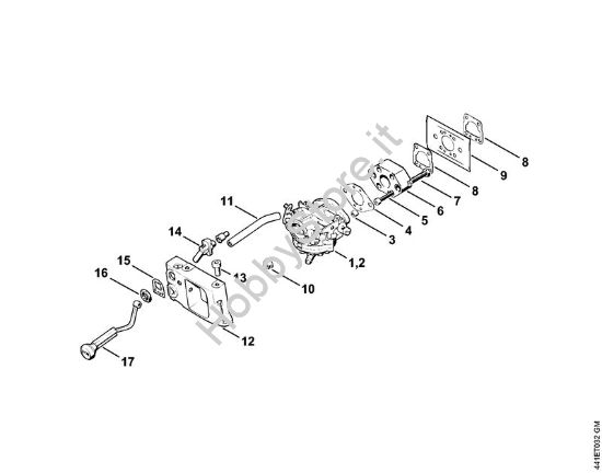 Carburatore, adapter Troncatrici (TS) TS 350 AVE della marca STIHL