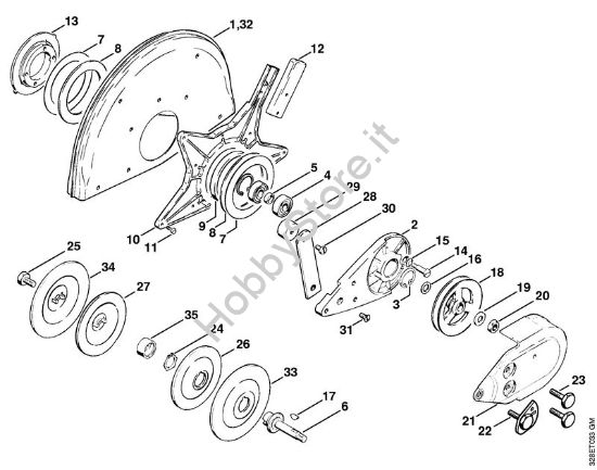 Supporto con riparo (38.1995) Troncatrici (TS) TS 360 della marca STIHL