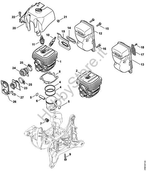 Cilindro, silenziatore Troncatrici (TS) TS 410-A della marca STIHL