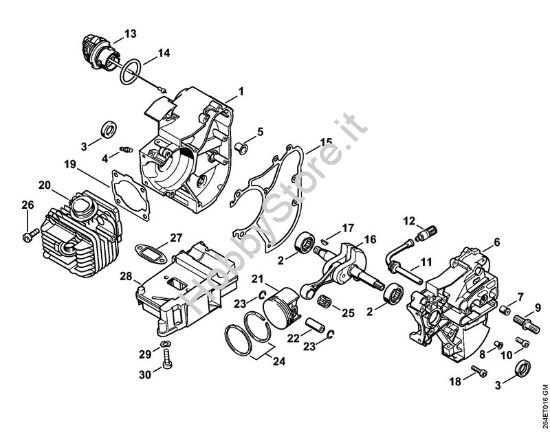 Carter albero a gomito, cilindro Apparecchi speciali (PC, SP, MC) MC 200 della marca STIHL