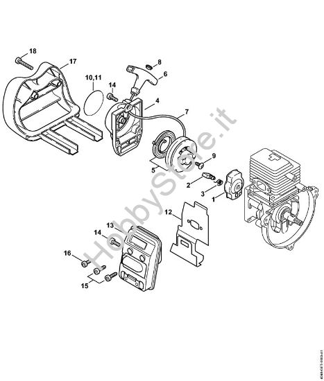 Dispositivo avviamento, silenziatore Apparecchi speciali (PC, SP, MC) PC 75 della marca STIHL