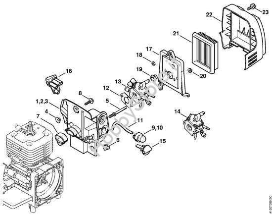 Corpo carburatore, filtro aria Apparecchi speciali (PC, SP, MC) SP 450 della marca STIHL