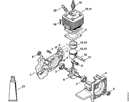 Carter albero a gomito, cilindro Apparecchi speciali (PC, SP, MC) SP 481 della marca STIHL