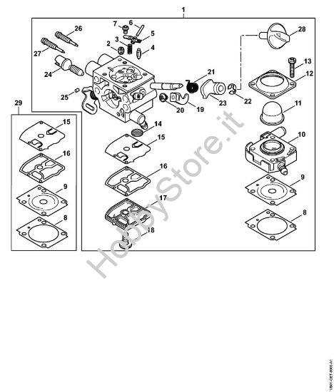 Carburatore VB01/01 Apparecchi speciali (PC, SP, MC) SP 482 della marca STIHL