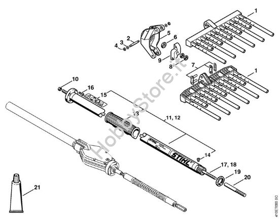Rastrello, stelo (43.2000) Apparecchi speciali (PC, SP, MC) SP 85 della marca STIHL