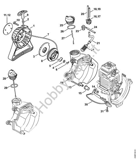 Dispositivo di avviamento, serbatoio carburante Apparecchi speciali (PC, SP, MC) SP 90 della marca STIHL