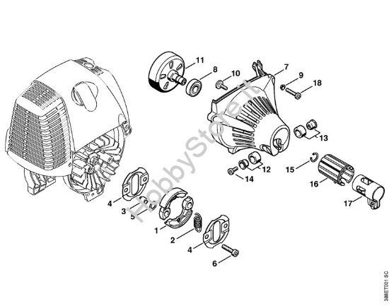 Frizione, carenatura ventola Apparecchi speciali (PC, SP, MC) SP 90 T della marca STIHL