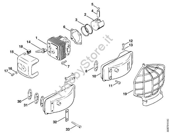 Cilindro, pistone Atomizzatori (SR) BG 17 della marca STIHL
