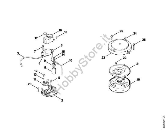 Impianto di accesione, dispositivo di avviamento Atomizzatori (SR) BG 17 della marca STIHL