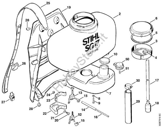 Serbatoio con serbatoio, dorsale Atomizzatori (SR) SG 17 della marca STIHL