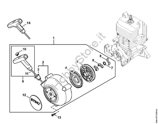Dispositivo di avviamento Atomizzatori (SR) SR 450 della marca STIHL