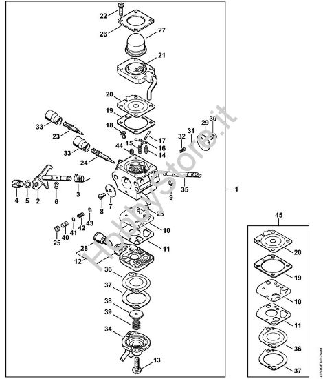 Carburatore C1Q-S88 Motori Kombi (KM) KM 100 della marca STIHL