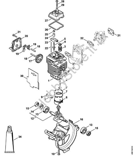 Gruppo propulsore à˜ 43 mm Motori Kombi (KM) KM 130 della marca STIHL