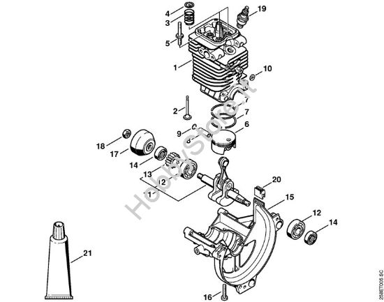 Cilindro, coppa olio Motori Kombi (KM) KM 130 R della marca STIHL