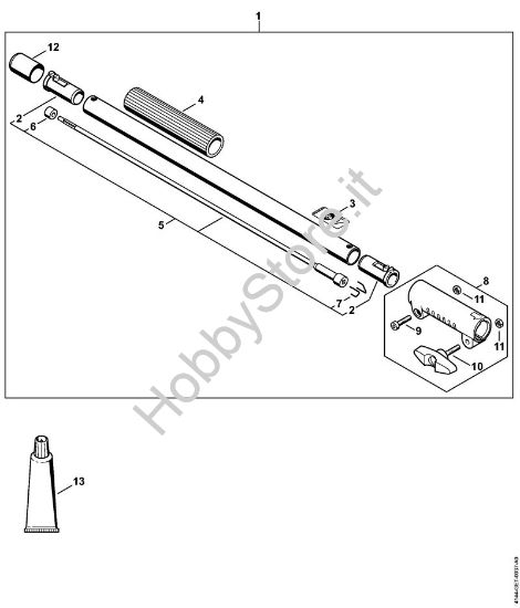 Prolunga dello stelo 0,5 m HL-KM 0°, HL-KM 135°, HT-KM, SP-KM Motori Kombi (KM) KM 131 della marca STIHL