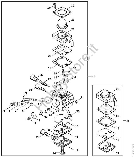Carburatore C1Q-S71 Motori Kombi (KM) KM 55 RC-E della marca STIHL