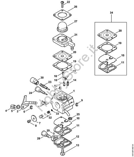 Carburatore 4137/22 Motori Kombi (KM) KM 85 della marca STIHL