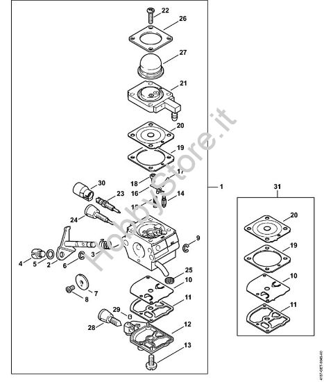 Carburatore 4137/28 Motori Kombi (KM) KM 85 della marca STIHL