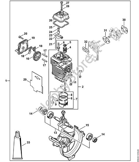 Gruppo propulsore à˜ 38 mm Motori Kombi (KM) KM 90 R della marca STIHL