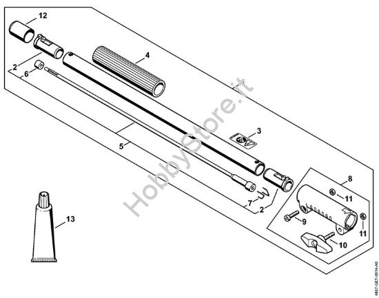 Prolunga dello stelo 0,5 m HL-KM 0°, HL-KM 135°, HT-KM, SP-KM Motori Kombi a batteria (KMA) KMA 130 R della marca STIHL