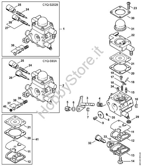 Carburatore C1Q-S202, C1Q-S93 MultiMotore (MM) MM 55 della marca STIHL