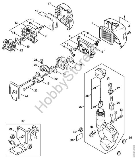 Filtro aria, serbatoio carburante MultiMotore (MM) MM 55 della marca STIHL