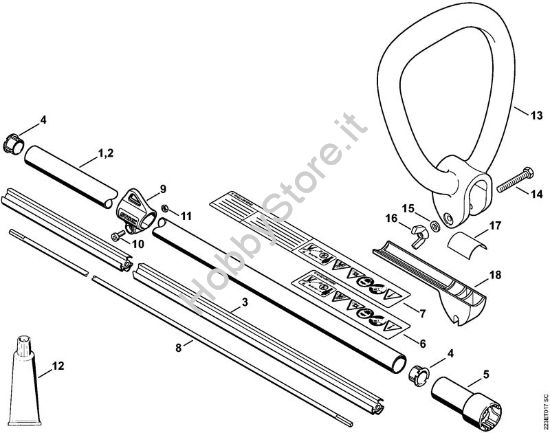 Stelo, Impugnatura circolare Spazzatrice a spazzola rotanti (KW) KW 85 della marca STIHL
