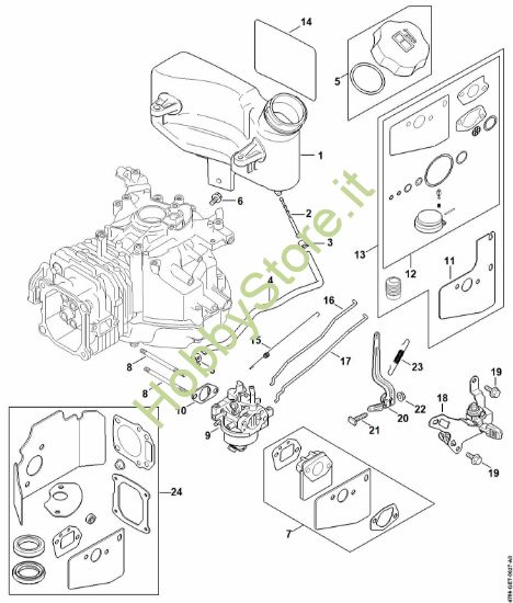 Picture of Serbatoio carburante, Carburatore, Comando gas RB 200