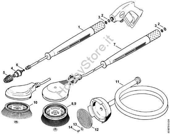 Ugello rotore, spazzola di lavaggio rotativa, tubo flessibiledi aspirazione Idropulitrice a benzina (RB) RB 301 della marca STIHL