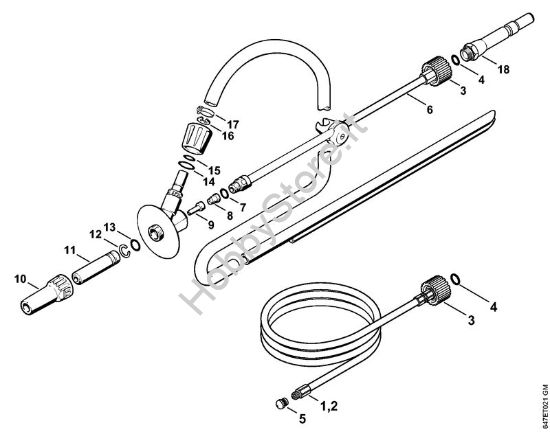 Corredo di pulizia tubo, Dispositivo per getto di sabbia a umido Idropulitrice a benzina (RB) RB 302 della marca STIHL