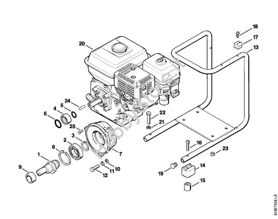Albero di comando, incastellatura RB 220 K Idropulitrice elettrica (RE) RB 220 K della marca STIHL