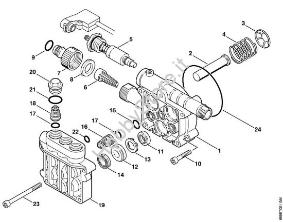 Corpo pompa, blocco valvole Idropulitrice elettrica (RE) RE 106 K della marca STIHL