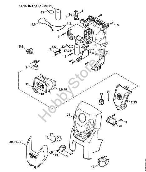 Corpo, Cappottatura, Scatola interruttore Idropulitrice elettrica (RE) RE 109 della marca STIHL