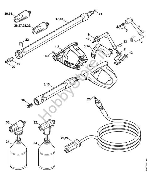 Pistola, tubo nebulizzatore Idropulitrice elettrica (RE) RE 109 della marca STIHL