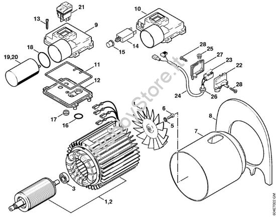 Elettromotore, scatola interruttore Idropulitrice elettrica (RE) RE 115 K della marca STIHL