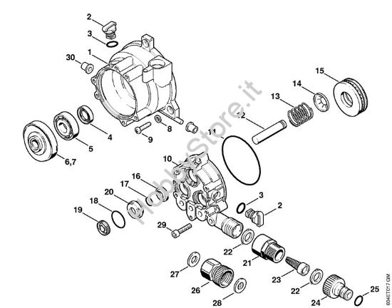 Corpo propulsore, corpo pompa Idropulitrice elettrica (RE) RE 125 K della marca STIHL