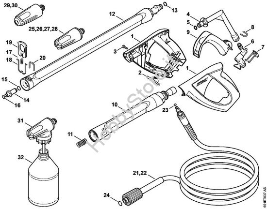 Pistola, tubo nebulizzatore Idropulitrice elettrica (RE) RE 128 PLUS della marca STIHL