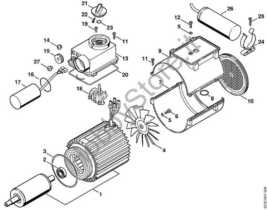 RE 141 K: Elettromotore, scatola interruttore Idropulitrice elettrica (RE) RE 141 K della marca STIHL