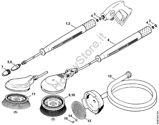 Ugello rotore, spazzola di lavaggio rotativa, tubo flessibiledi aspirazione Idropulitrice elettrica (RE) RE 270 K della marca STIHL