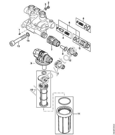 Blocco valvole, allacciamento d'agua RE 272 PLUS, RE 282 PLUS Idropulitrice elettrica (RE) RE 272 PLUS della marca STIHL