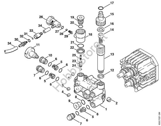 Blocco valvole Idropulitrice elettrica (RE) RE 280 K della marca STIHL
