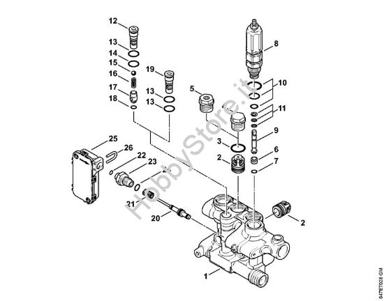 Blocco valvole, pistoncino di comando Idropulitrice elettrica (RE) RE 281 della marca STIHL