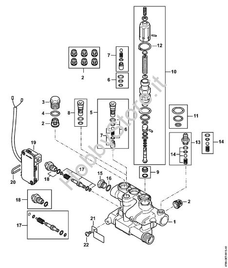 Blocco valvole, pistoncino di comando RE 272 PLUS, RE 282 PLUS Idropulitrice elettrica (RE) RE 282 PLUS della marca STIHL