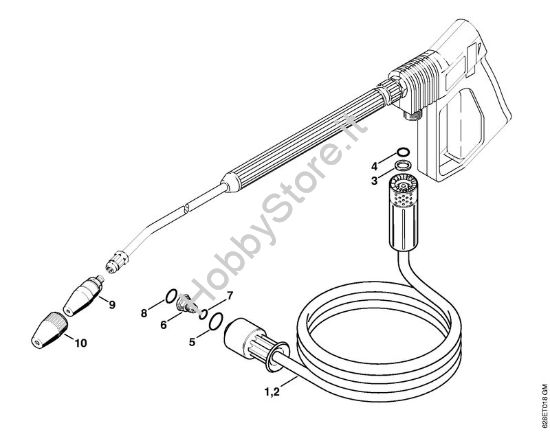 Tubo flessibile alta pressione, ugello rotore Idropulitrice elettrica (RE) RE 500 W della marca STIHL